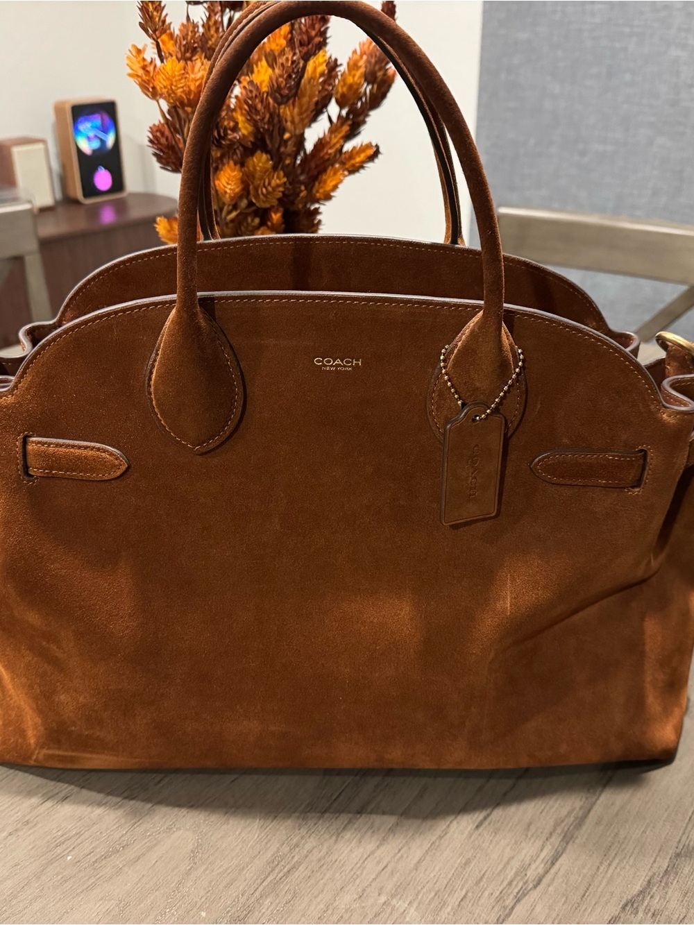 COACH Brown Suede Dome Satchel with Top Handles